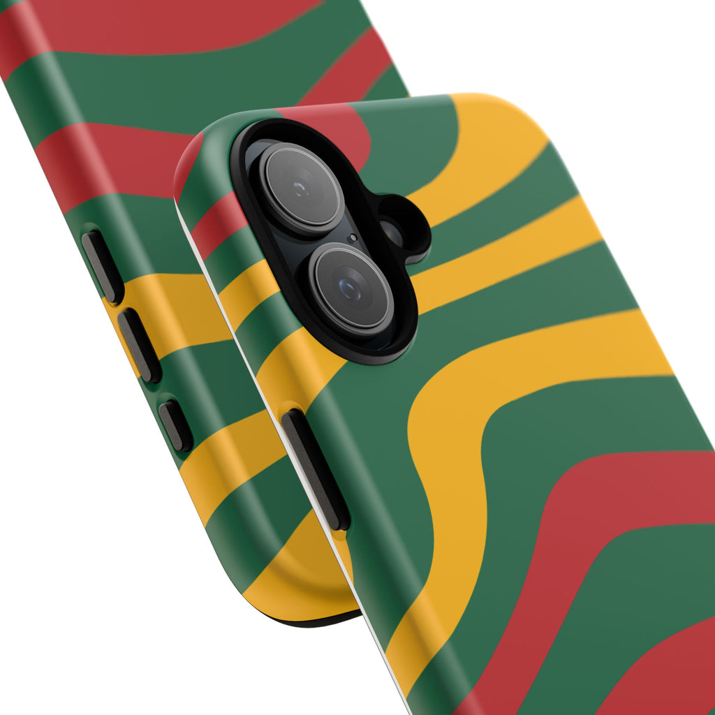 Phone Case — Retro Wavy Stripes in Green, Yellow & Red