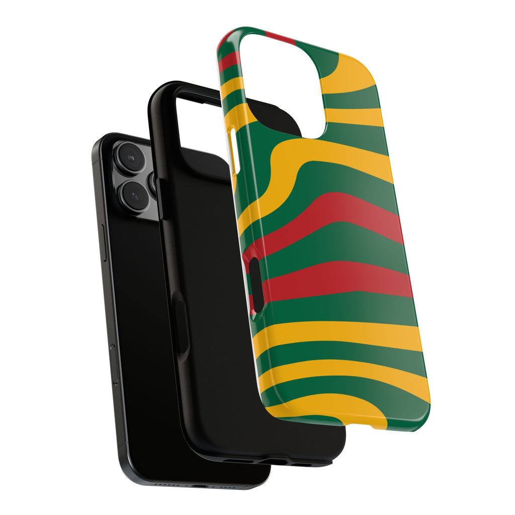 Phone Case — Retro Wavy Stripes in Green, Yellow & Red