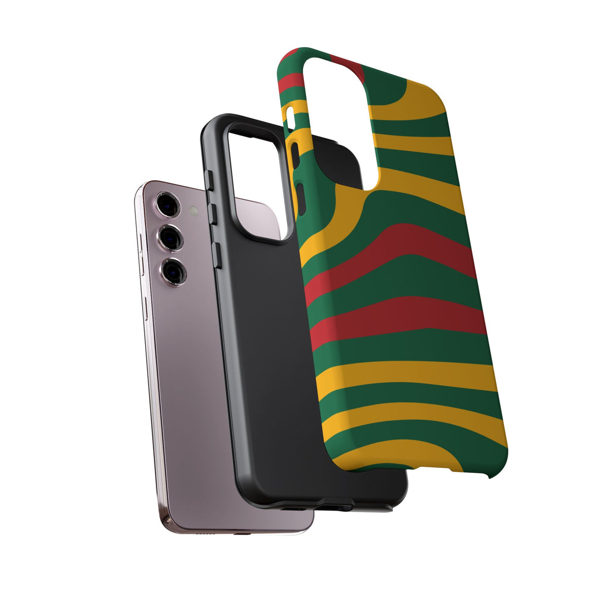 Phone Case — Retro Wavy Stripes in Green, Yellow & Red