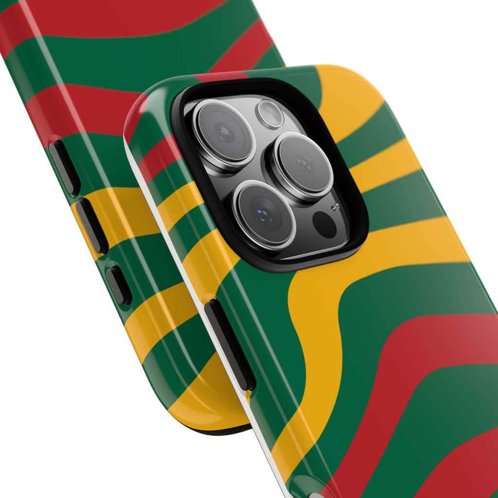 Phone Case — Retro Wavy Stripes in Green, Yellow & Red