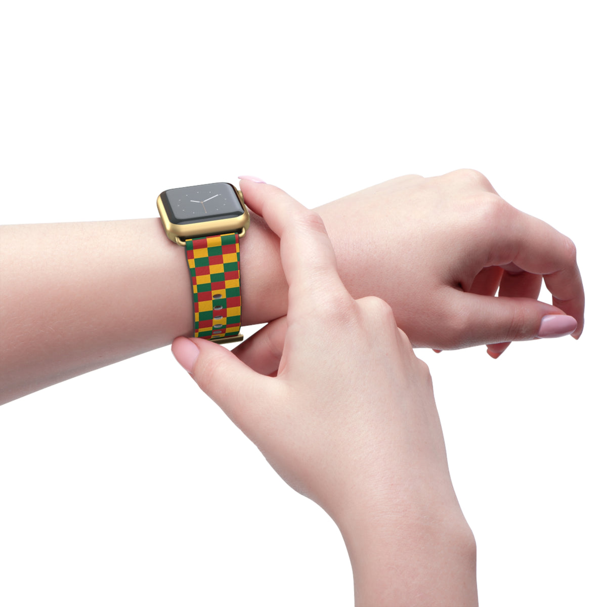 Rasta Checkerboard Watch Band | Red Green Yellow Plaid Apple Watch Strap