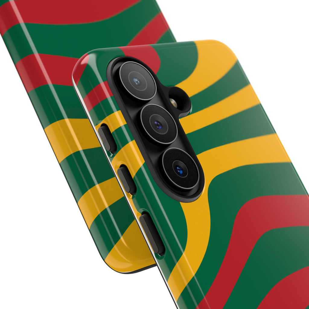 Phone Case — Retro Wavy Stripes in Green, Yellow & Red