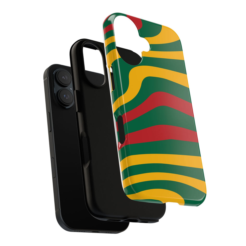 Phone Case — Retro Wavy Stripes in Green, Yellow & Red