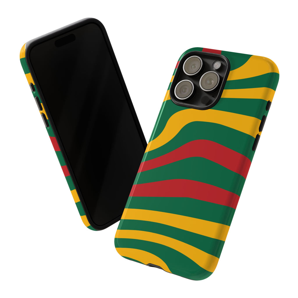 Phone Case — Retro Wavy Stripes in Green, Yellow & Red