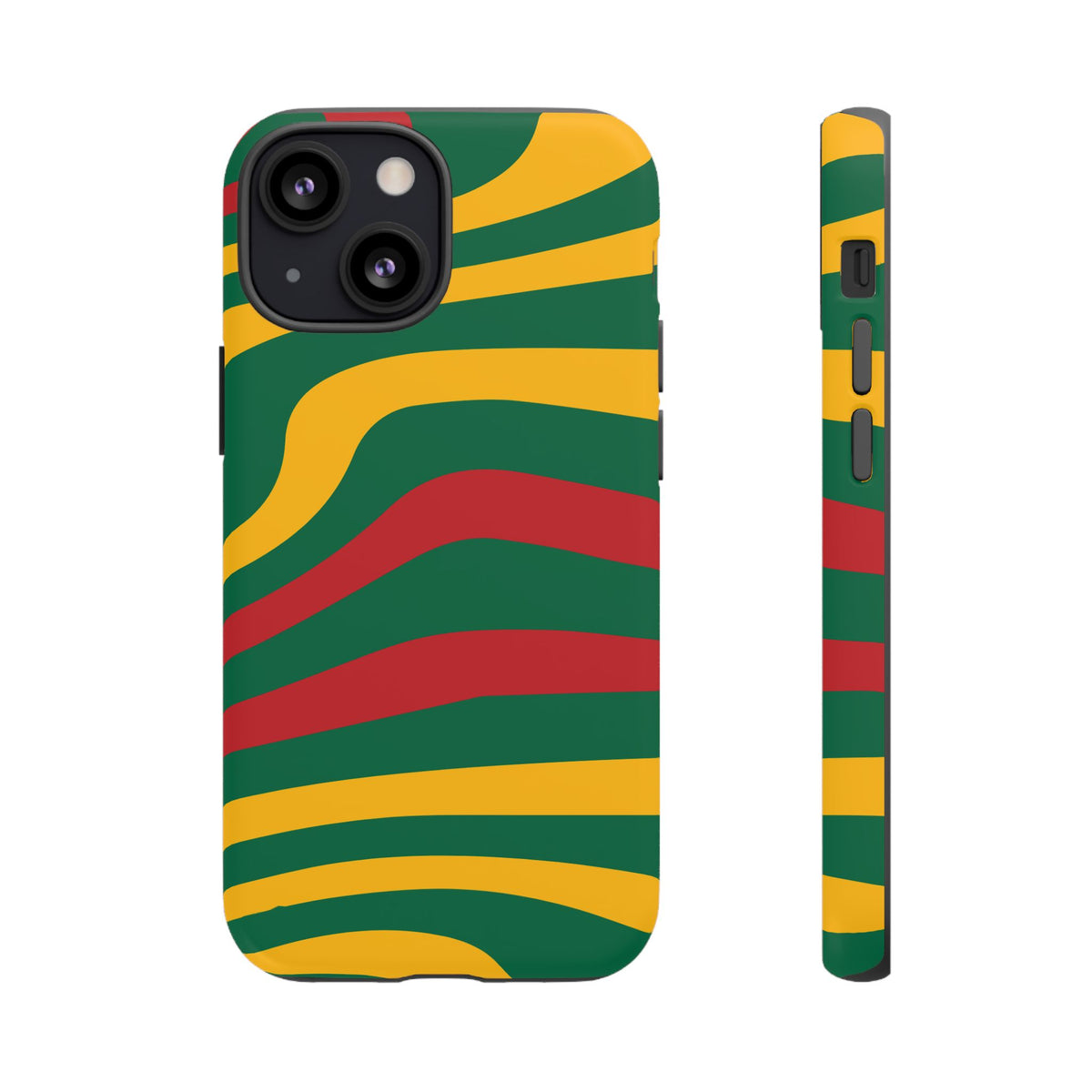 Phone Case — Retro Wavy Stripes in Green, Yellow & Red