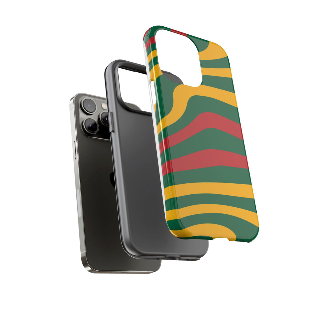 Phone Case — Retro Wavy Stripes in Green, Yellow & Red