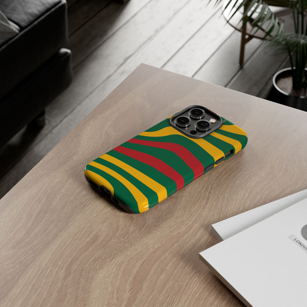 Phone Case — Retro Wavy Stripes in Green, Yellow & Red
