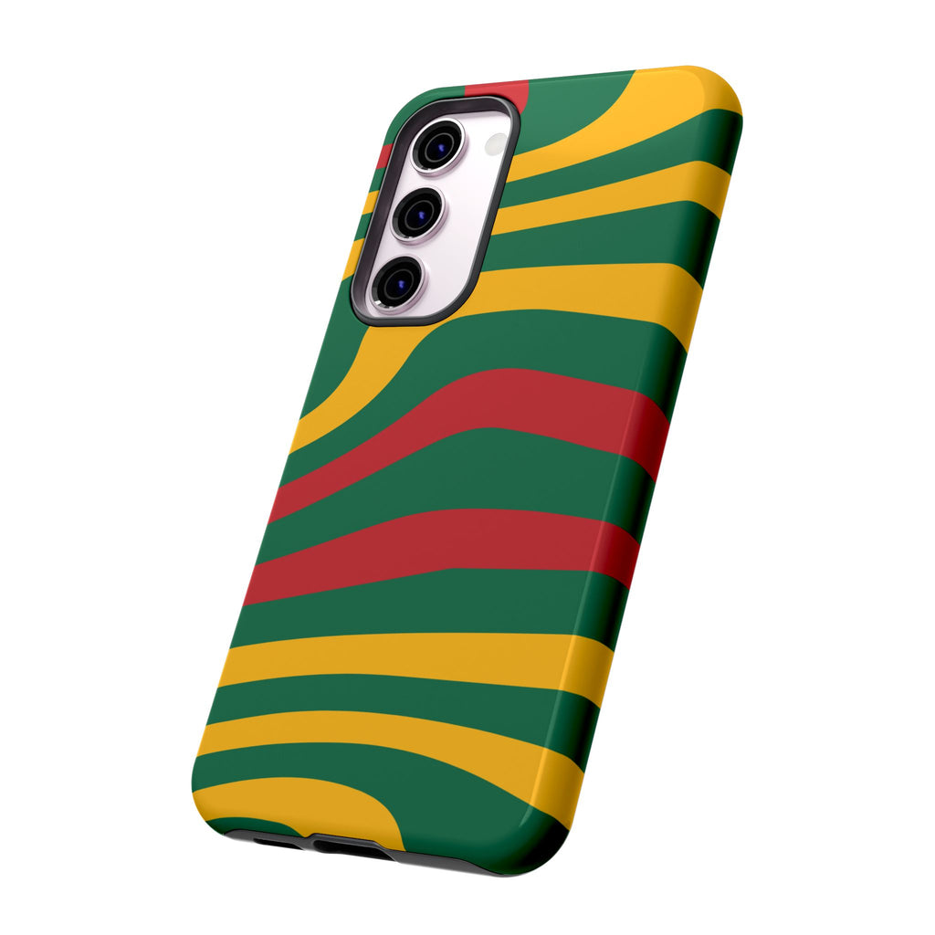 Phone Case — Retro Wavy Stripes in Green, Yellow & Red