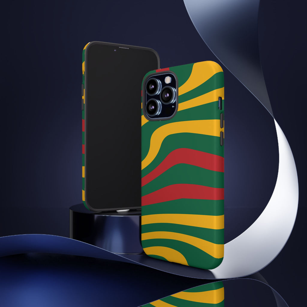 Phone Case — Retro Wavy Stripes in Green, Yellow & Red