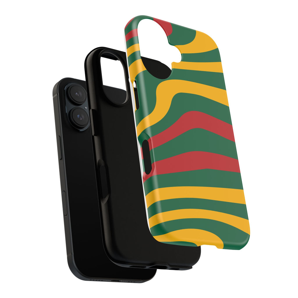 Phone Case — Retro Wavy Stripes in Green, Yellow & Red