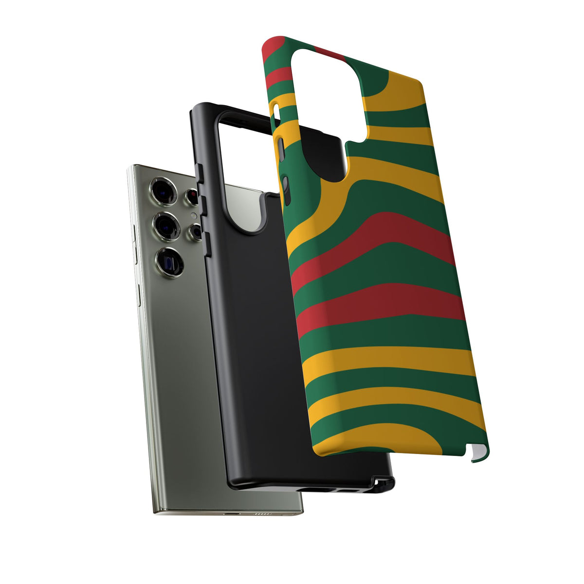 Phone Case — Retro Wavy Stripes in Green, Yellow & Red