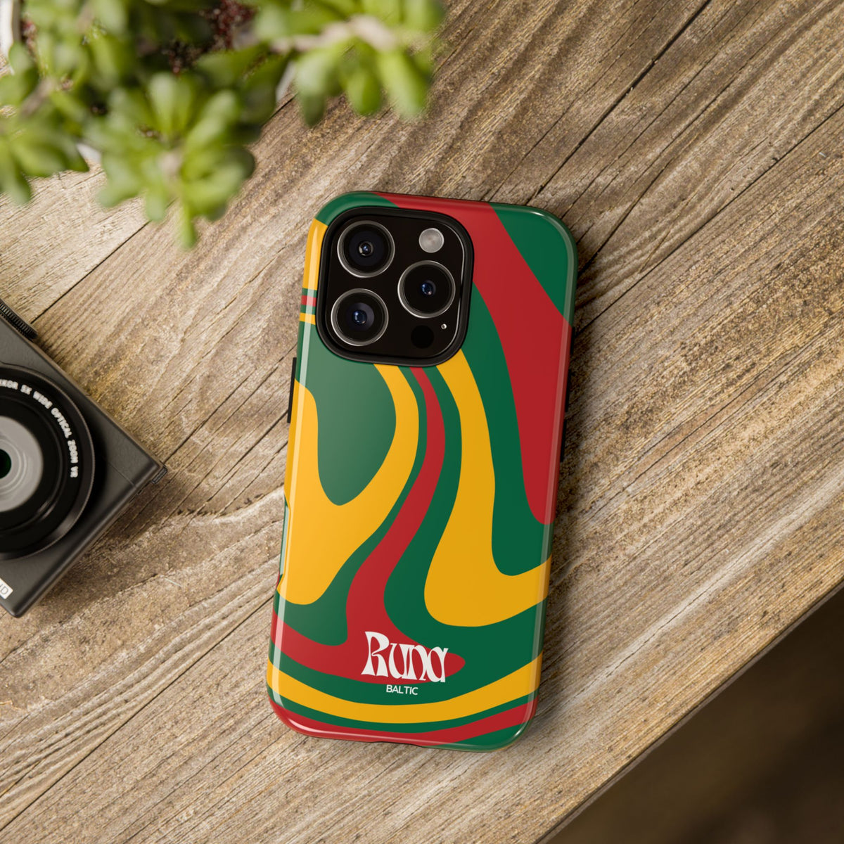 Retro Swirl Tough Phone Case — Green Red Yellow Abstract Design