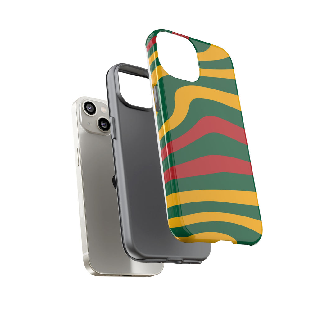 Phone Case — Retro Wavy Stripes in Green, Yellow & Red