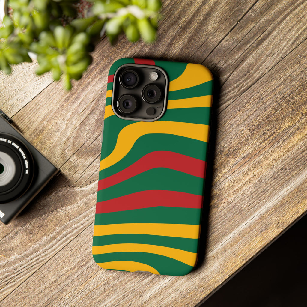 Phone Case — Retro Wavy Stripes in Green, Yellow & Red