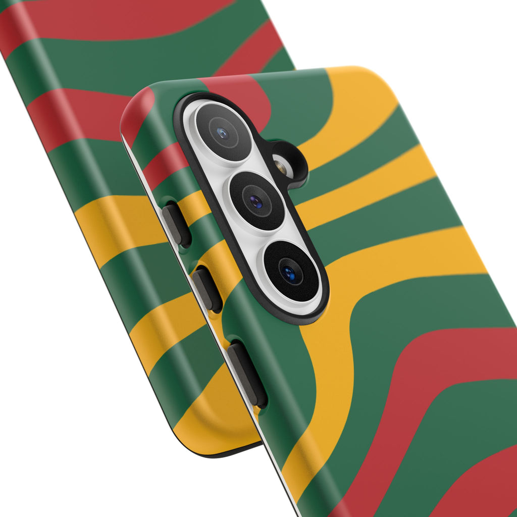Phone Case — Retro Wavy Stripes in Green, Yellow & Red