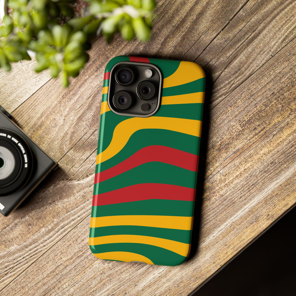 Phone Case — Retro Wavy Stripes in Green, Yellow & Red