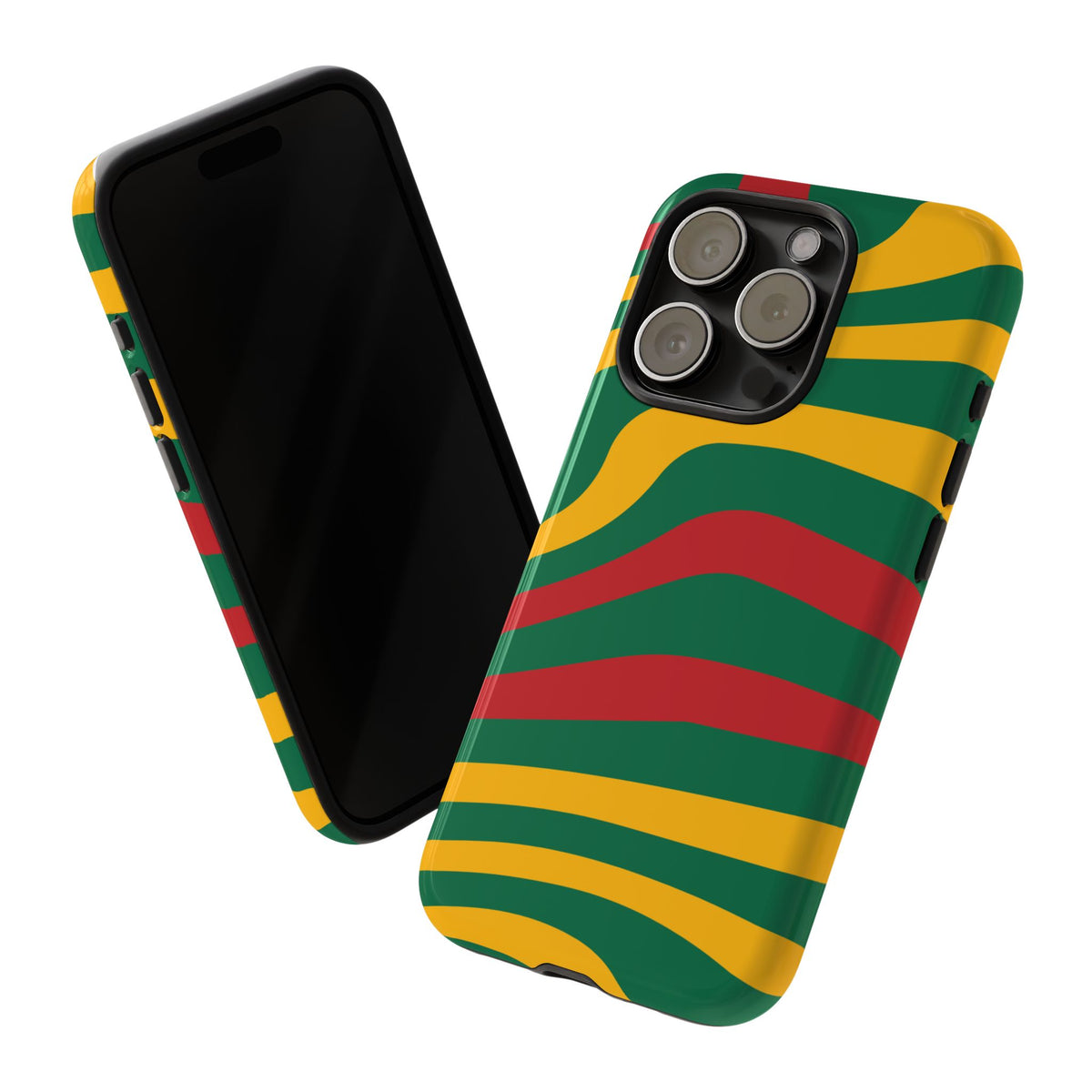 Phone Case — Retro Wavy Stripes in Green, Yellow & Red