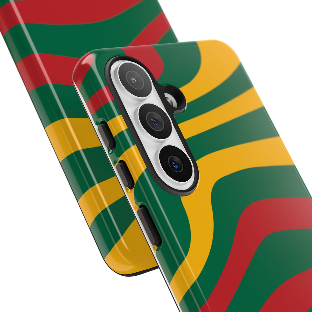 Phone Case — Retro Wavy Stripes in Green, Yellow & Red