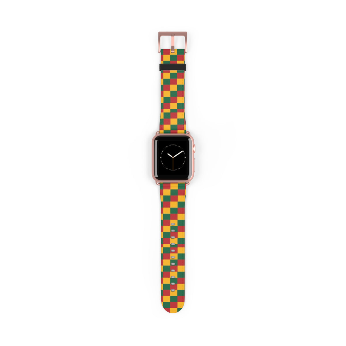 Rasta Checkerboard Watch Band | Red Green Yellow Plaid Apple Watch Strap