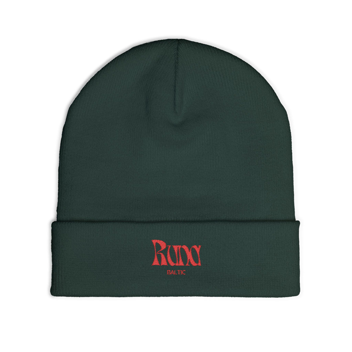 Rustic Gothic 'Runy' Embroidered Knit Beanie | Black Cuffed Hat