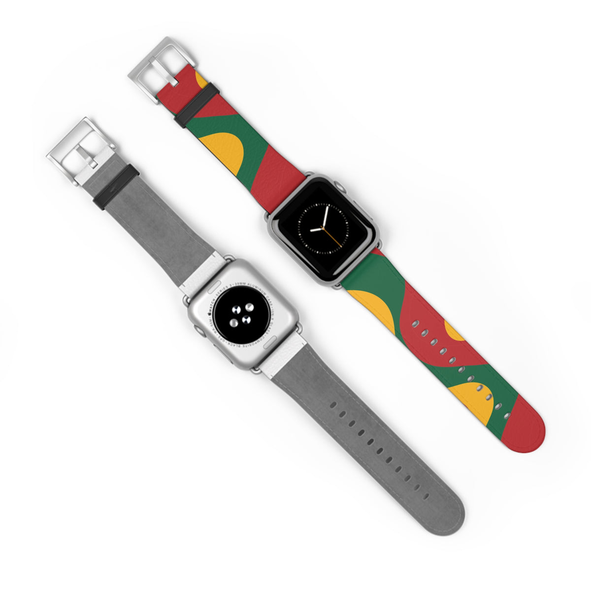 Abstract Retro Shapes Watch Band | Colorful Red Green Yellow Pattern