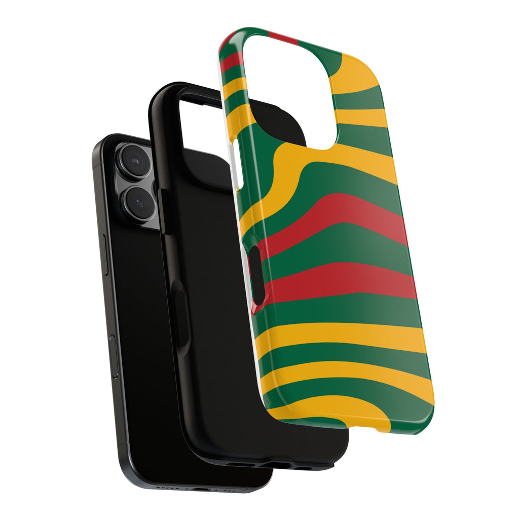 Phone Case — Retro Wavy Stripes in Green, Yellow & Red