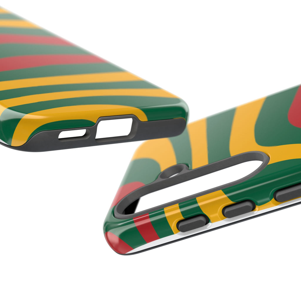 Phone Case — Retro Wavy Stripes in Green, Yellow & Red