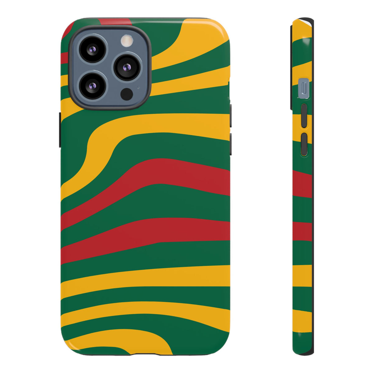 Phone Case — Retro Wavy Stripes in Green, Yellow & Red