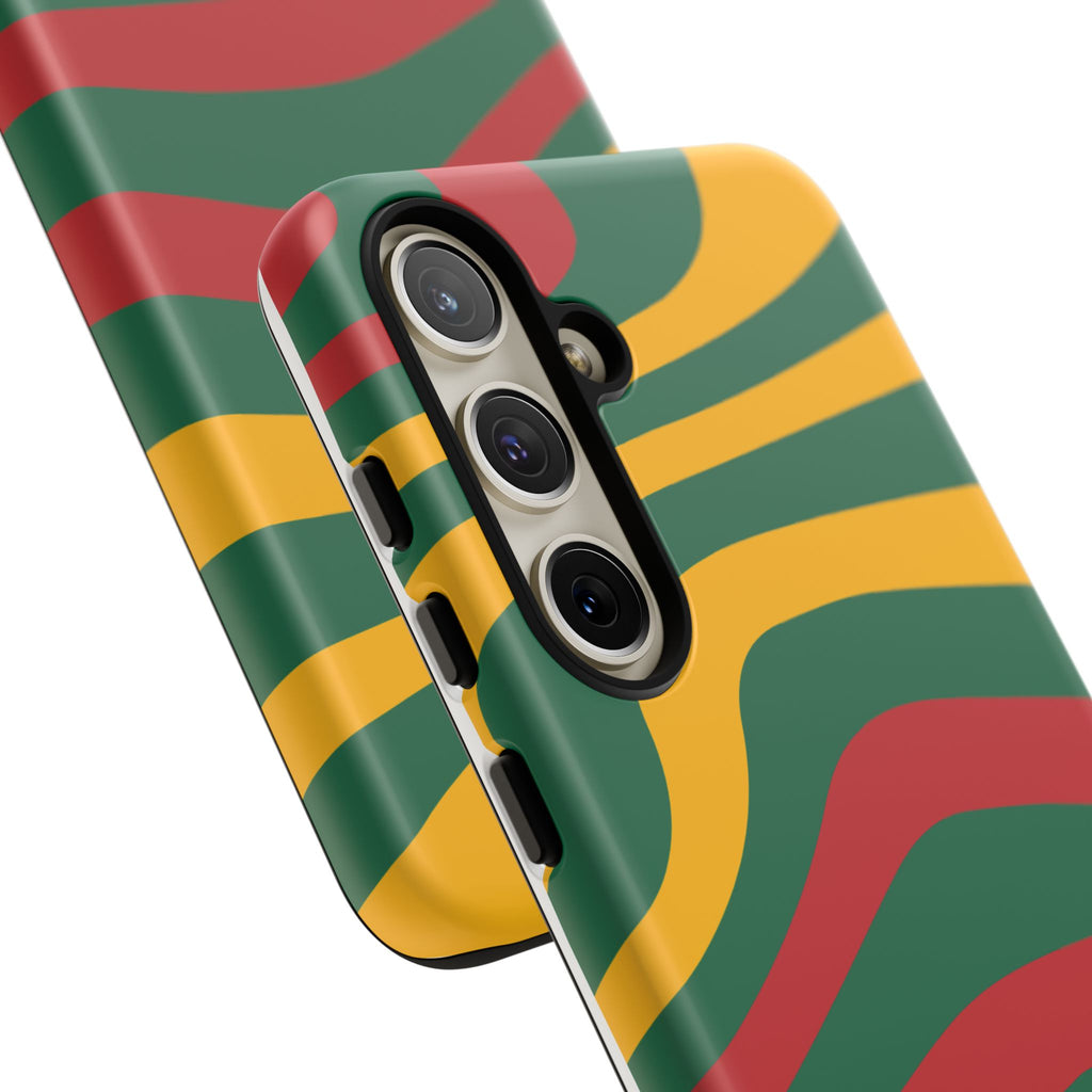 Phone Case — Retro Wavy Stripes in Green, Yellow & Red