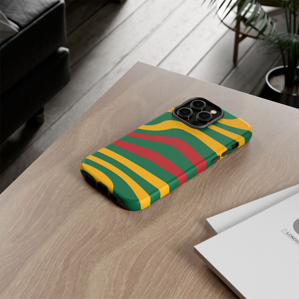 Phone Case — Retro Wavy Stripes in Green, Yellow & Red