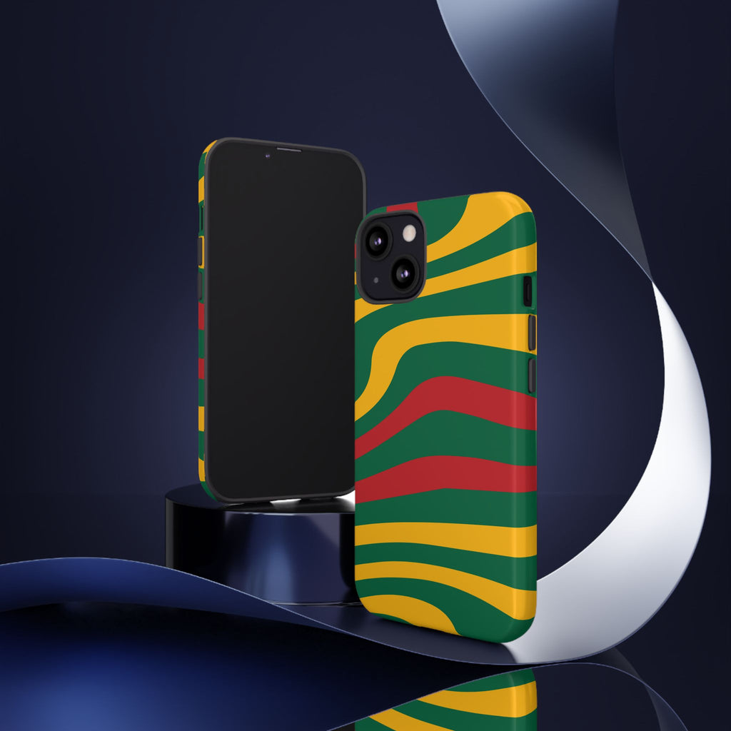 Phone Case — Retro Wavy Stripes in Green, Yellow & Red