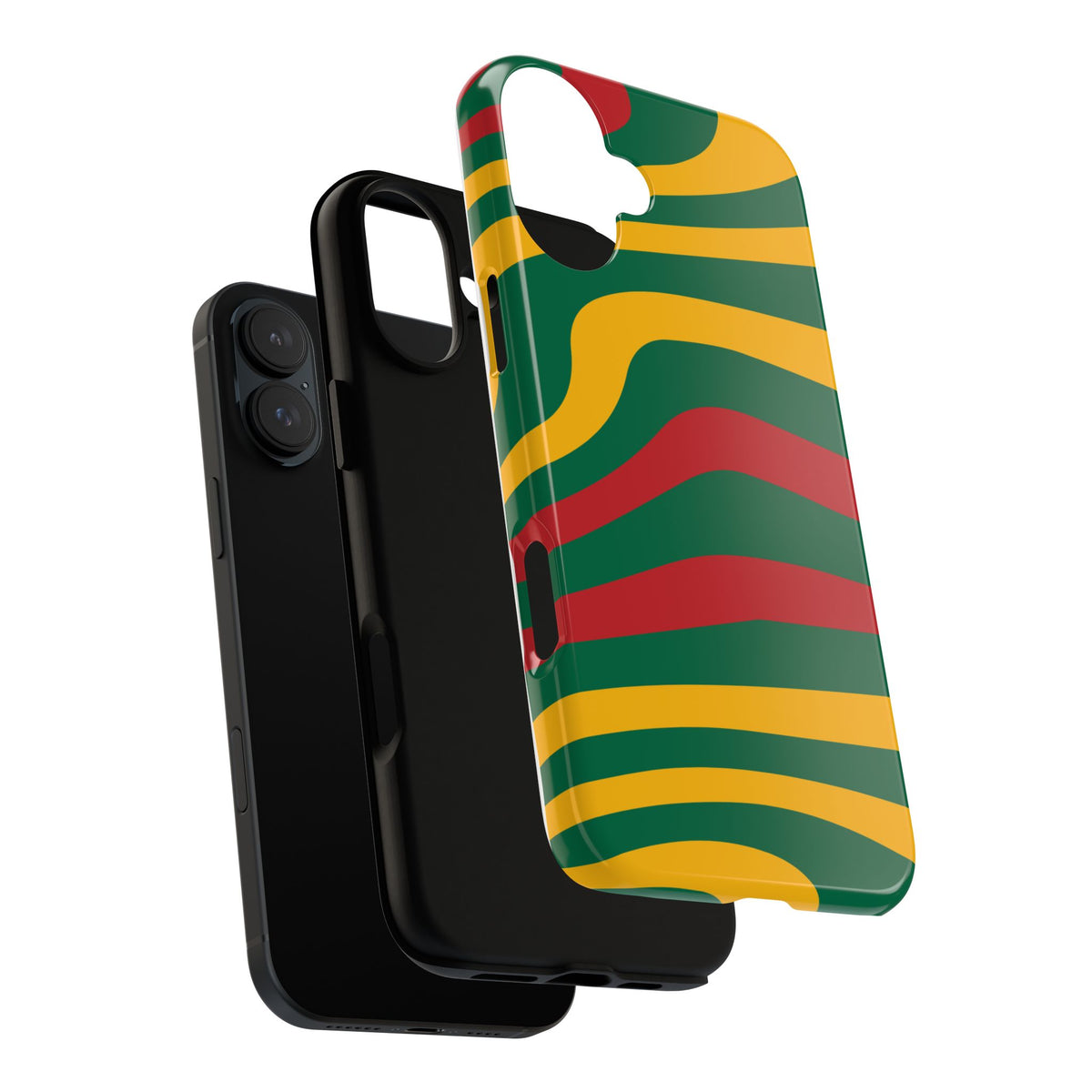 Phone Case — Retro Wavy Stripes in Green, Yellow & Red