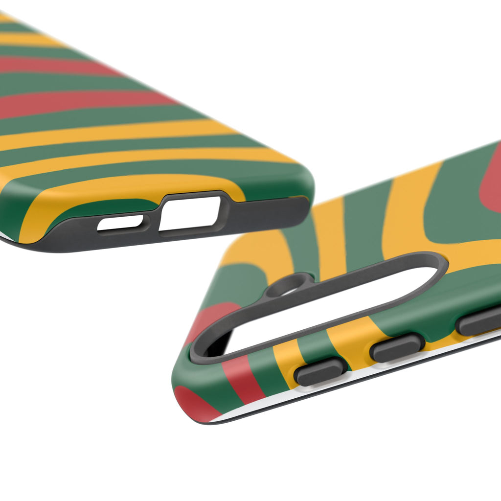 Phone Case — Retro Wavy Stripes in Green, Yellow & Red