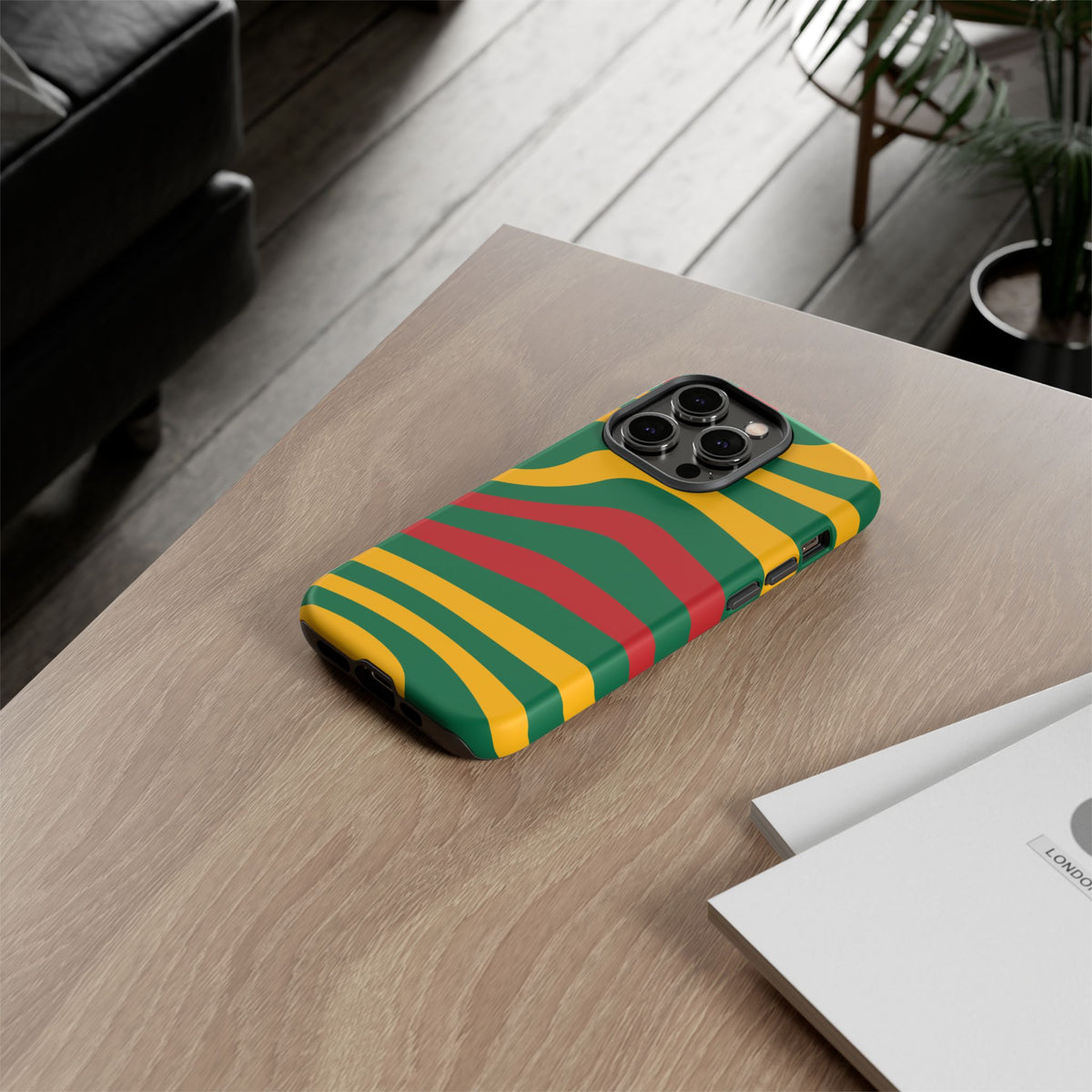 Phone Case — Retro Wavy Stripes in Green, Yellow & Red