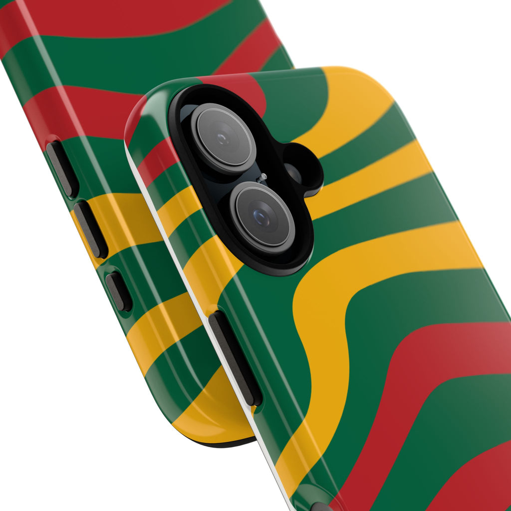 Phone Case — Retro Wavy Stripes in Green, Yellow & Red