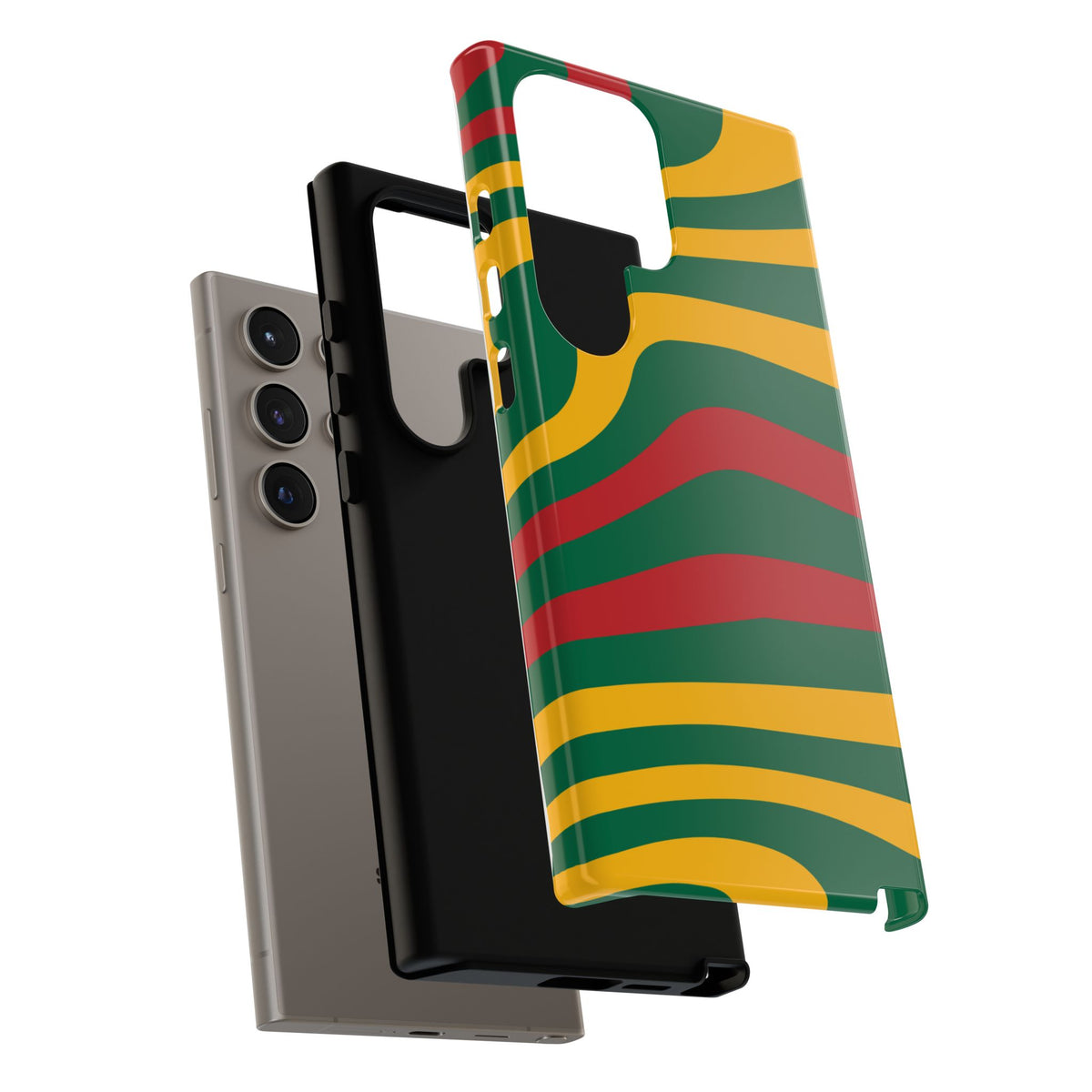 Phone Case — Retro Wavy Stripes in Green, Yellow & Red