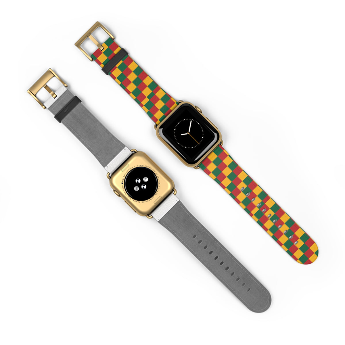 Rasta Checkerboard Watch Band | Red Green Yellow Plaid Apple Watch Strap