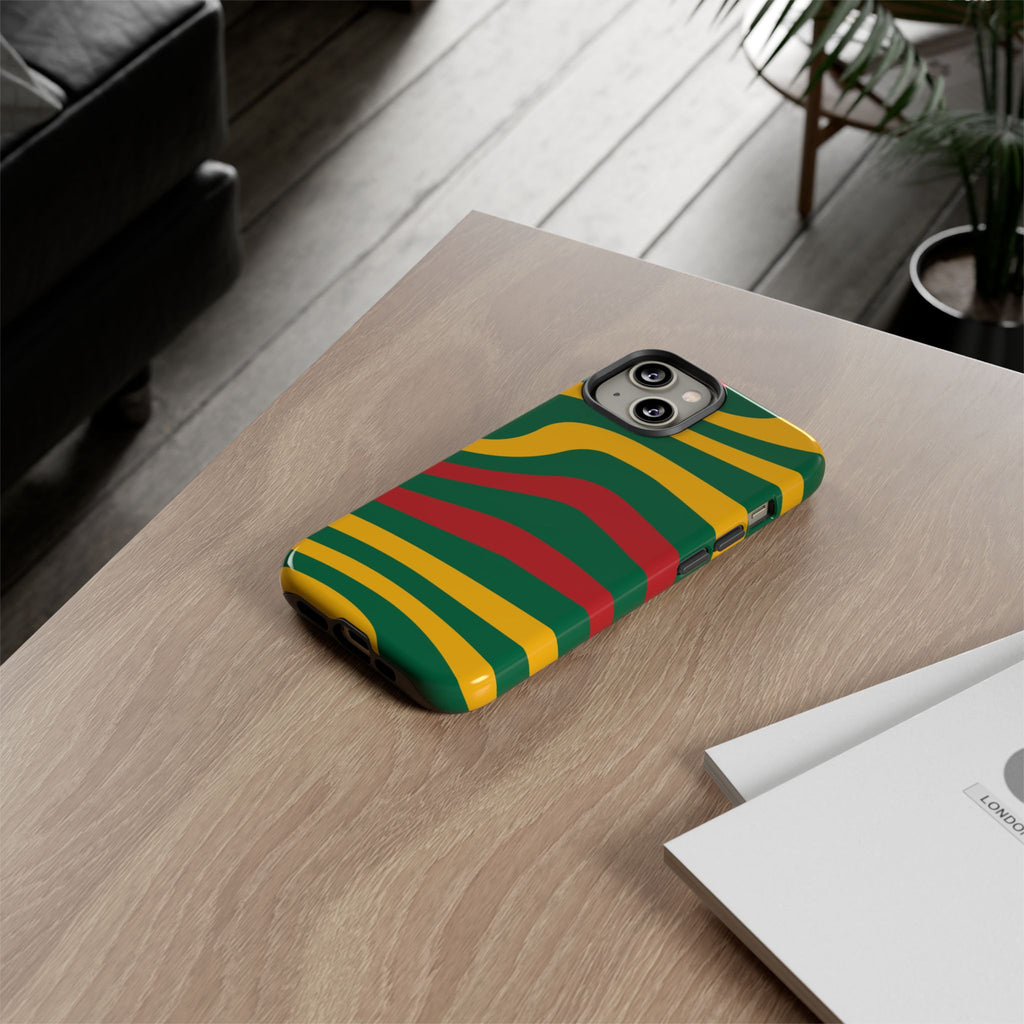 Phone Case — Retro Wavy Stripes in Green, Yellow & Red