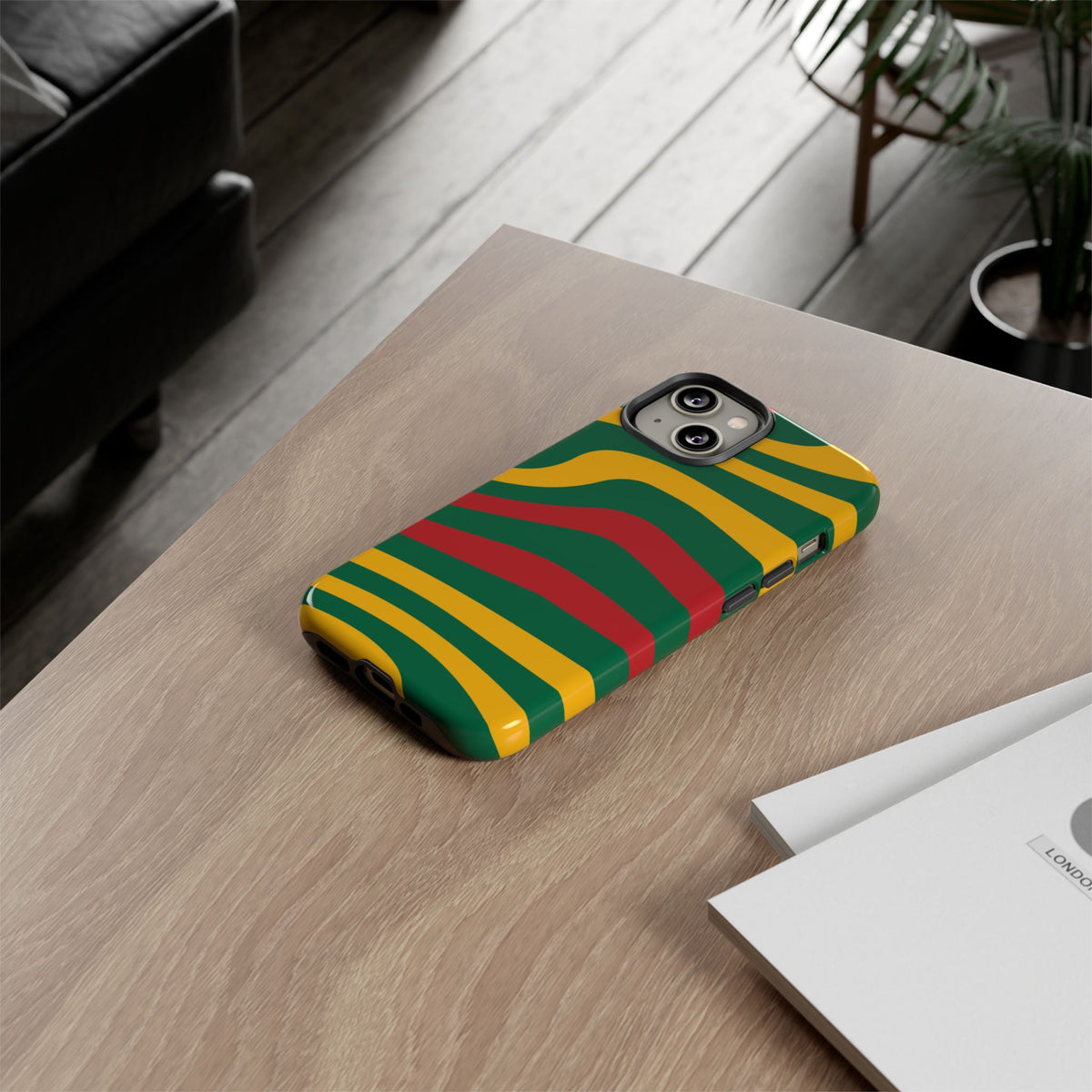 Phone Case — Retro Wavy Stripes in Green, Yellow & Red