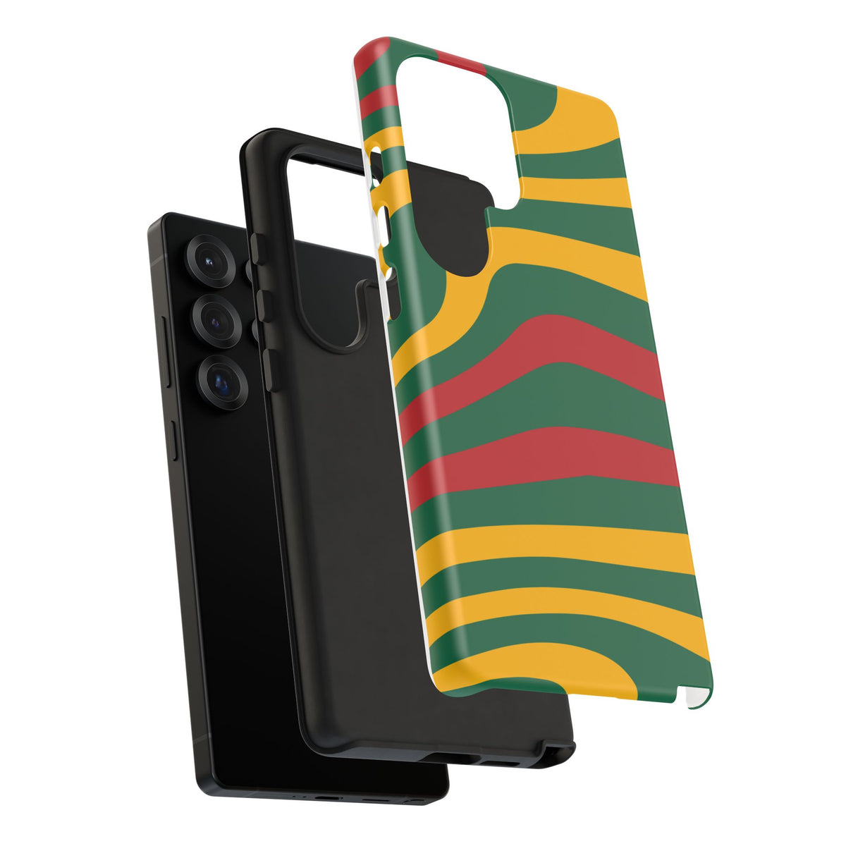 Phone Case — Retro Wavy Stripes in Green, Yellow & Red