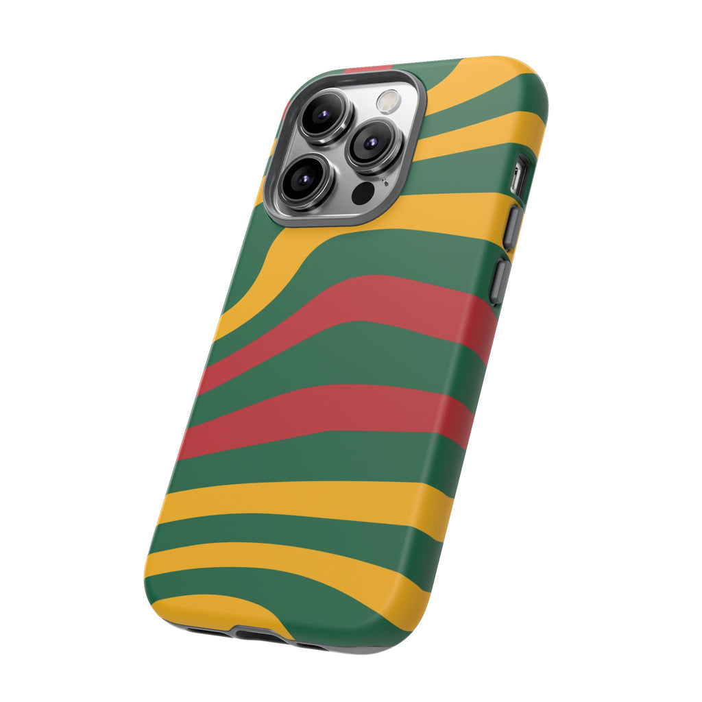 Phone Case — Retro Wavy Stripes in Green, Yellow & Red