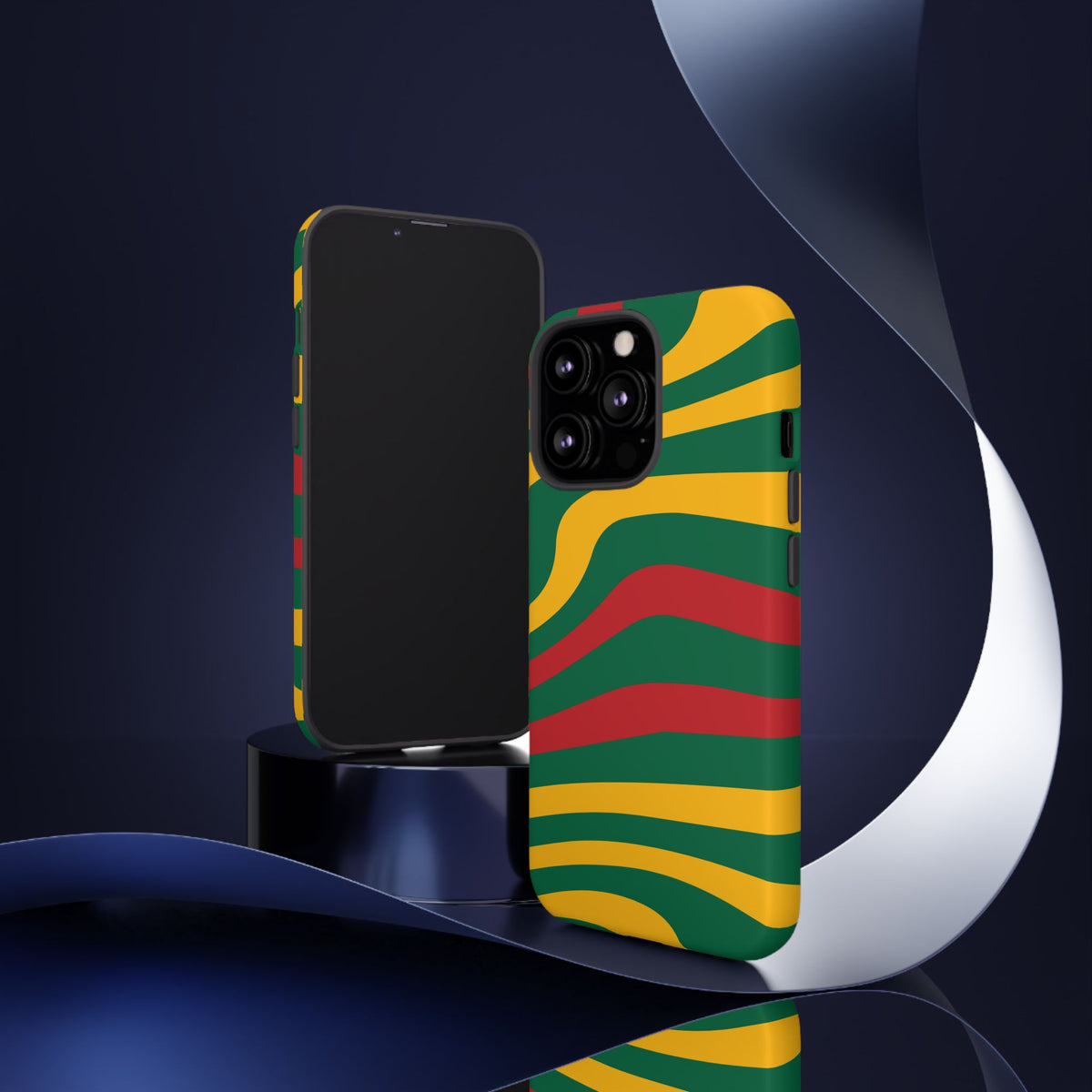 Phone Case — Retro Wavy Stripes in Green, Yellow & Red