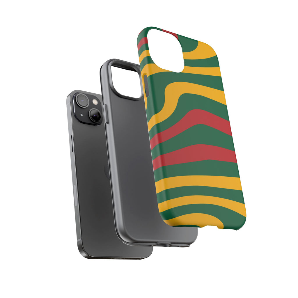 Phone Case — Retro Wavy Stripes in Green, Yellow & Red