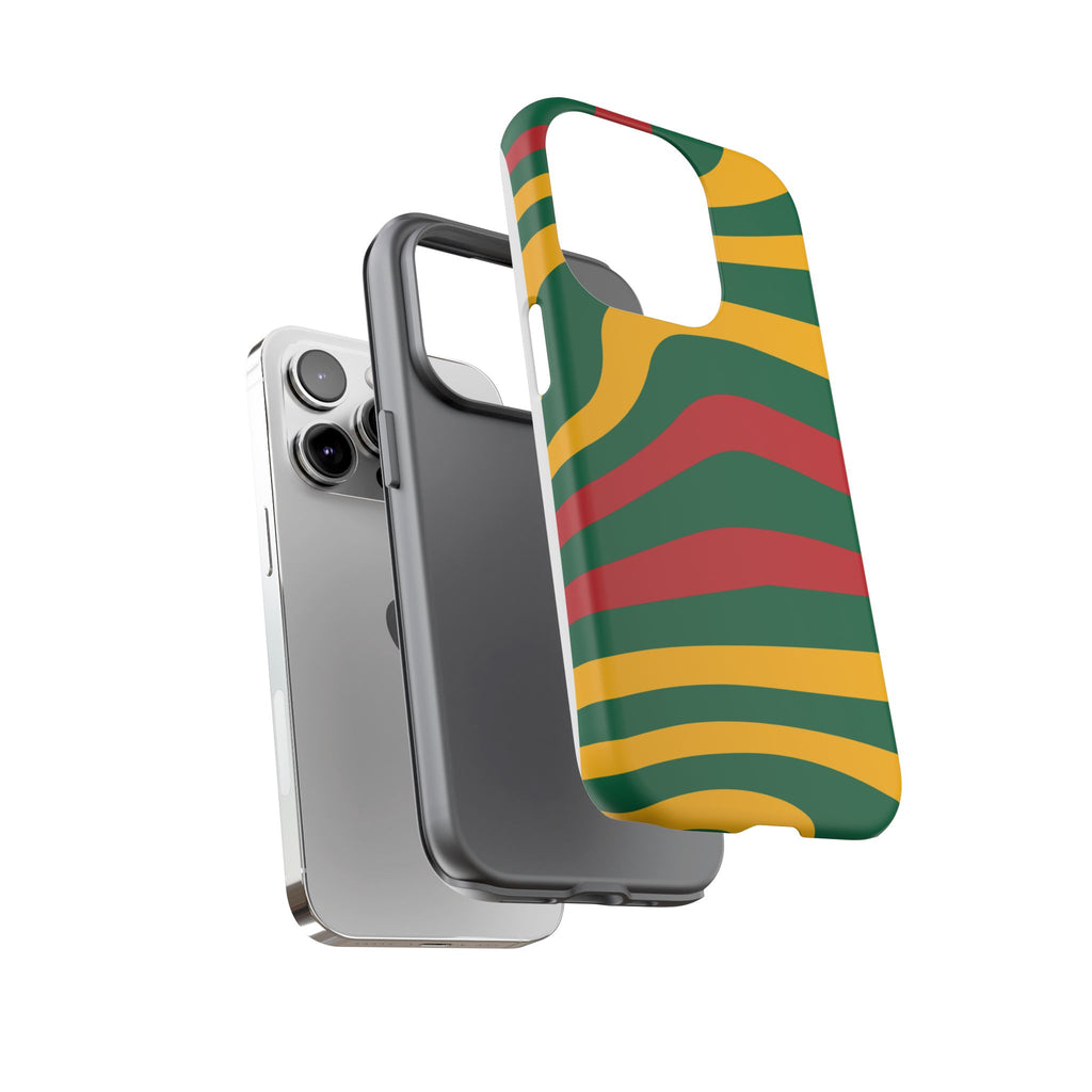 Phone Case — Retro Wavy Stripes in Green, Yellow & Red