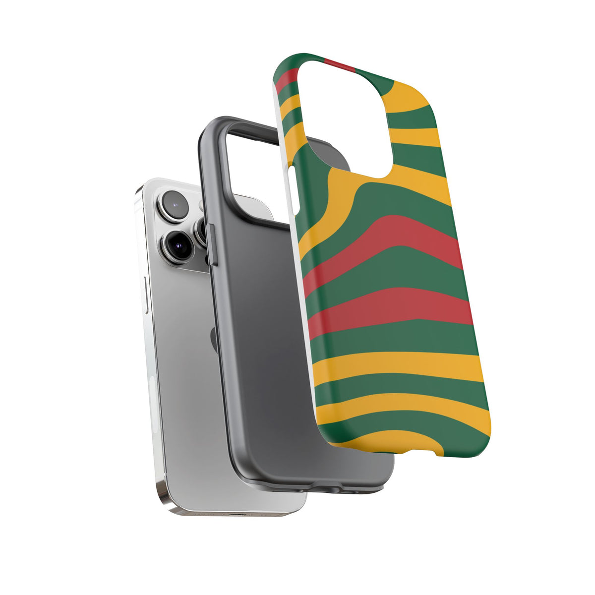 Phone Case — Retro Wavy Stripes in Green, Yellow & Red