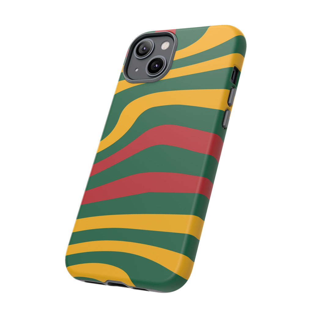 Phone Case — Retro Wavy Stripes in Green, Yellow & Red