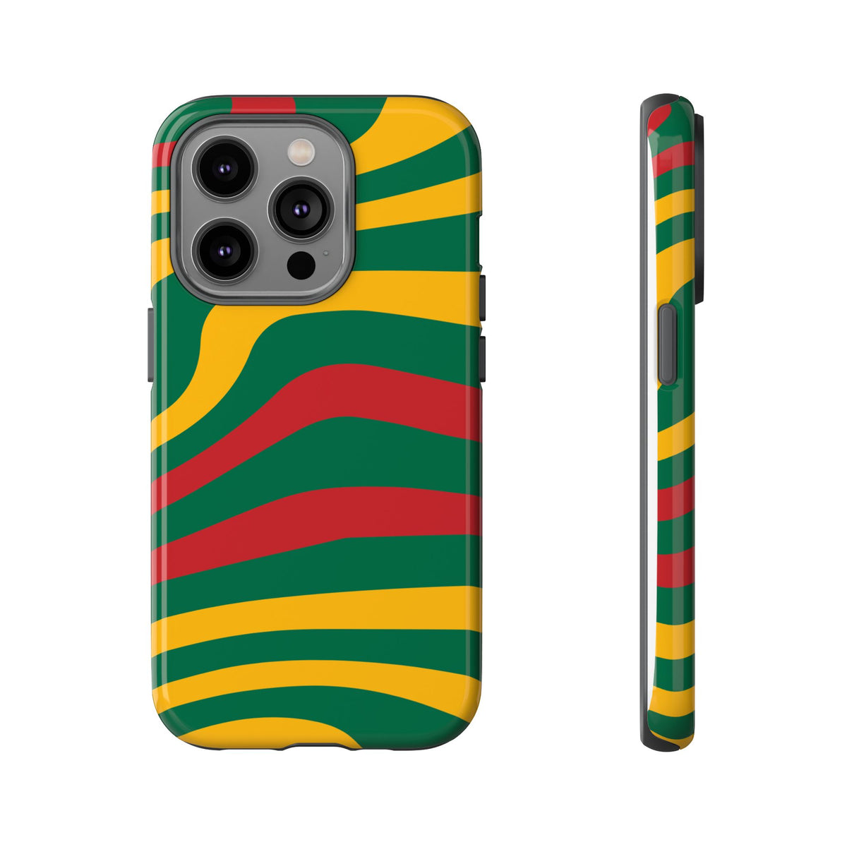 Phone Case — Retro Wavy Stripes in Green, Yellow & Red