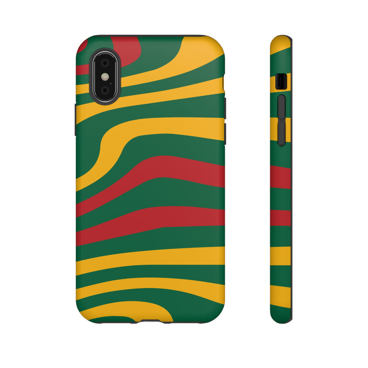 Phone Case — Retro Wavy Stripes in Green, Yellow & Red