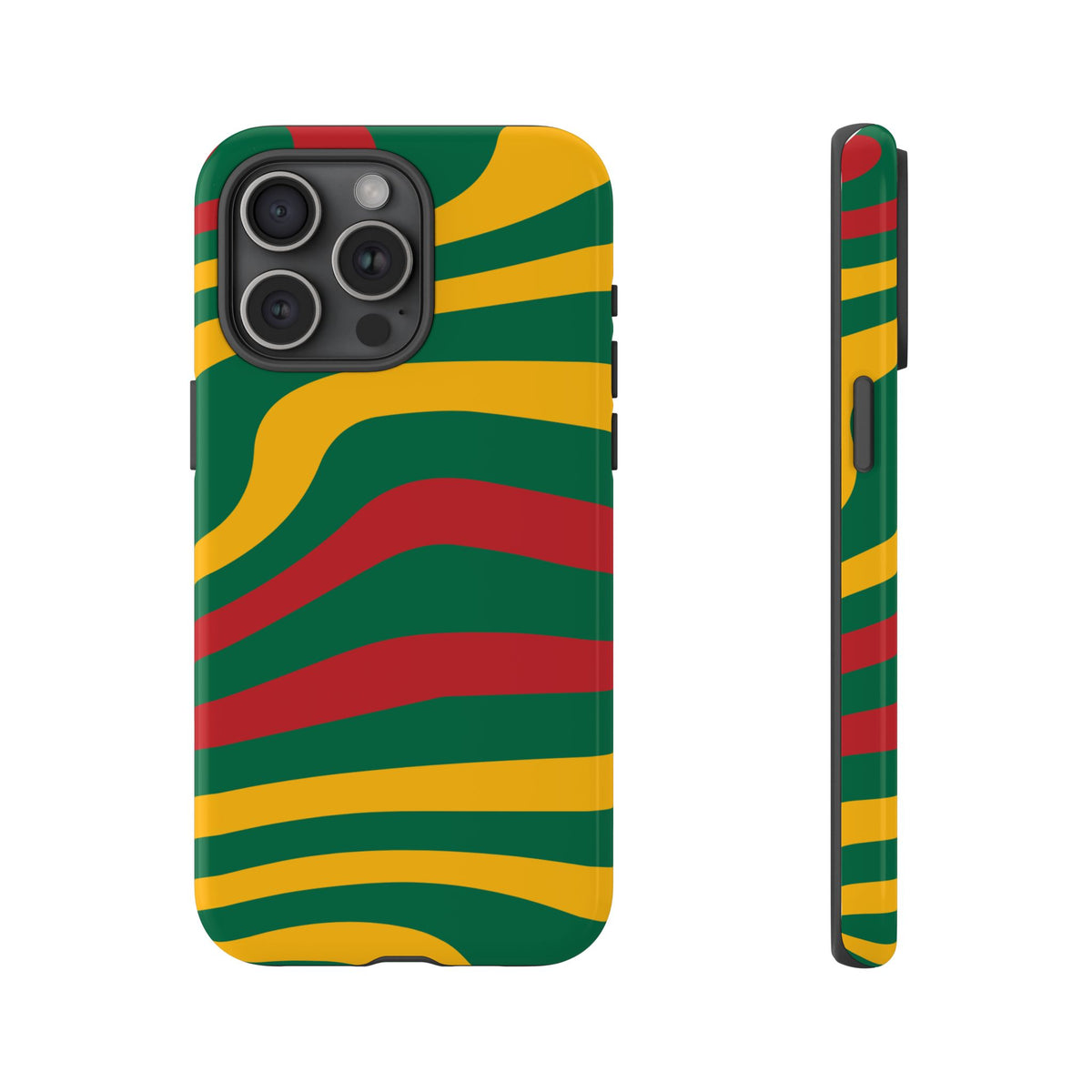 Phone Case — Retro Wavy Stripes in Green, Yellow & Red