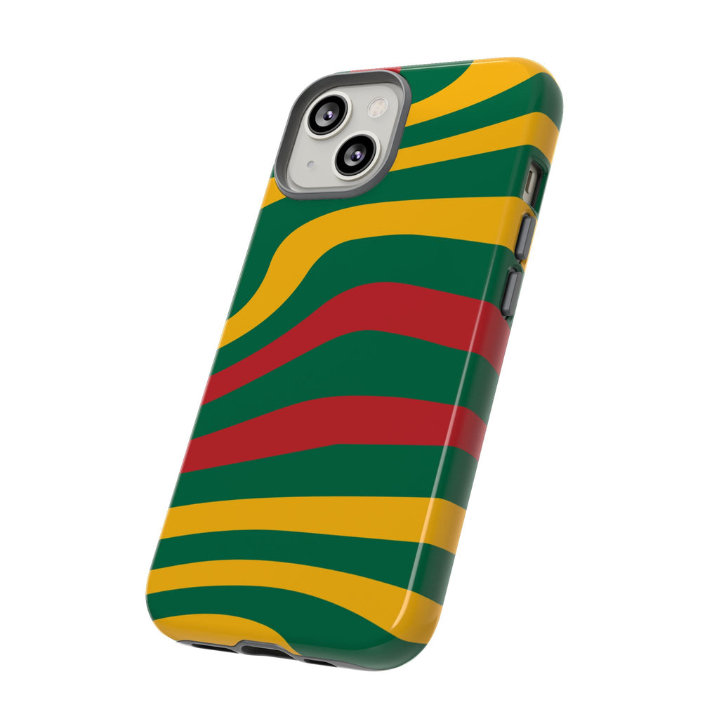 Phone Case — Retro Wavy Stripes in Green, Yellow & Red